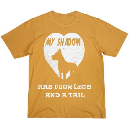 My Shadow Has Four Legs T-Shirt – Dog Lover Pet Owner Shirt, Heart Silhouette Graphic Tee, DTF Printed on 100% Cotton