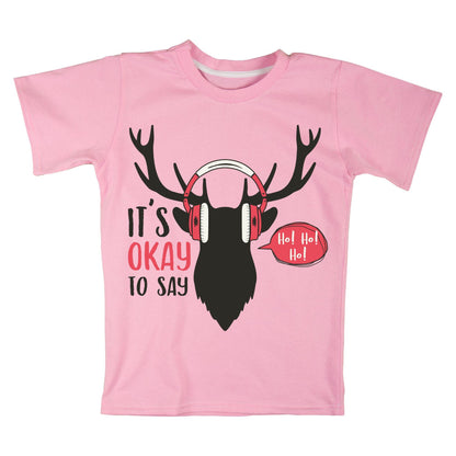 It’s Okay to Say Ho Ho Ho T-Shirt – Funny Holiday Reindeer Headphones Shirt, Christmas Humor Tee, 100% Cotton DTF Print