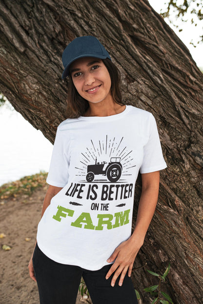 Life Is Better on the Farm T-Shirt – Rustic Country Living Tee, Tractor Graphic DTF Print on 100% Cotton