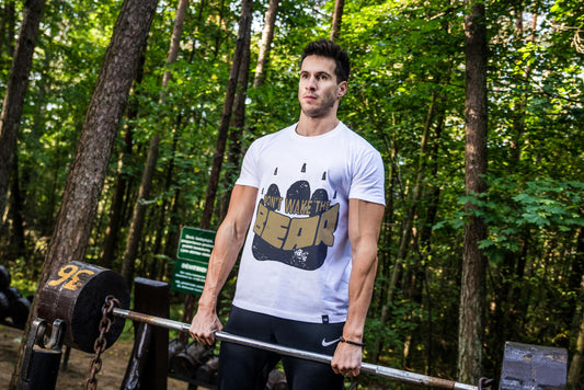 Don’t Wake the Bear Gym Shirt – Beast Mode Workout Tee, Funny Powerlifting Cotton T-Shirt with DTF Print