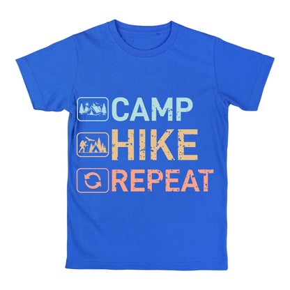 Camp Hike Repeat T-Shirt – Hiking Camping Tee, Outdoor Adventure Shirt, 100% Cotton Unisex Fit