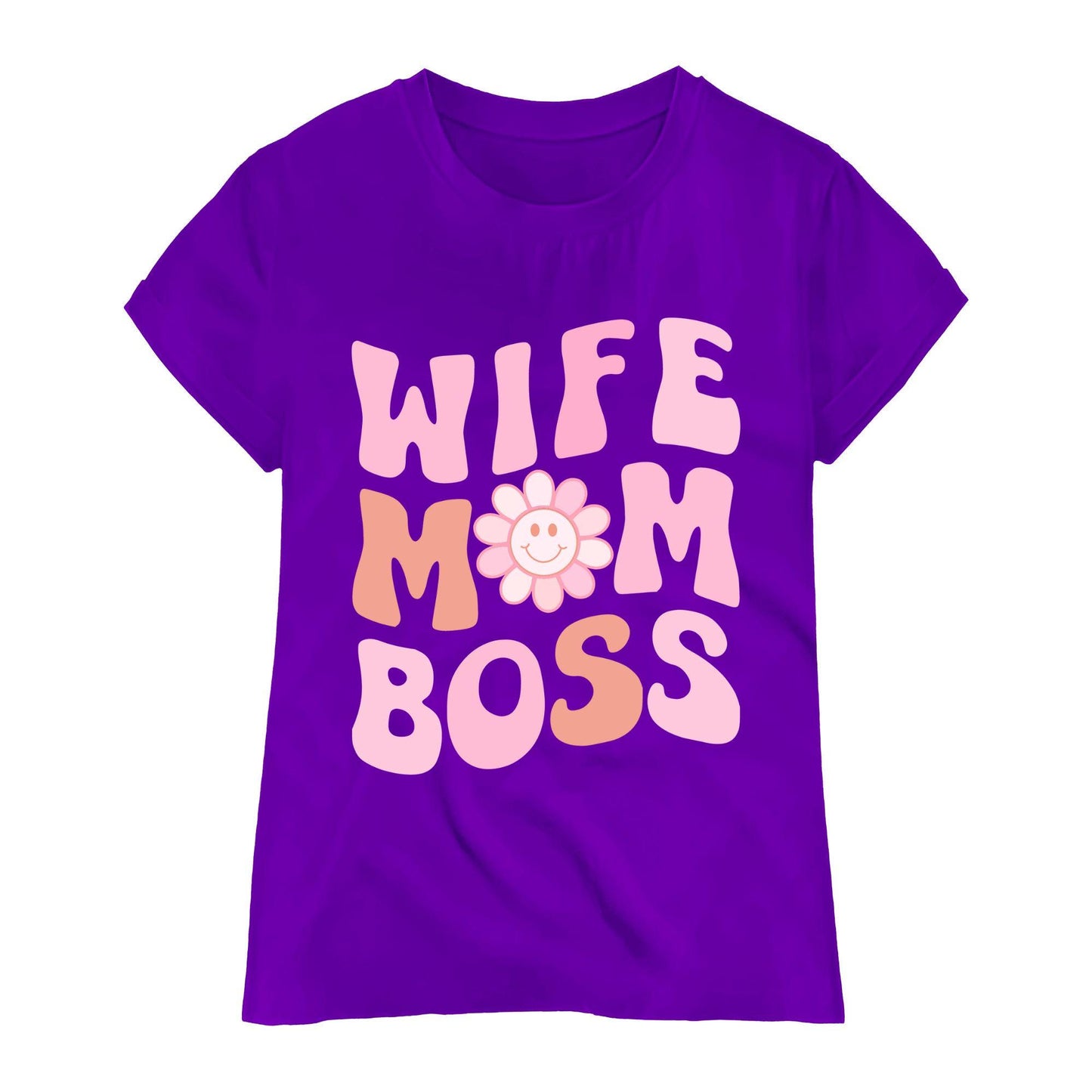 Wife Mom Boss T-Shirt – Cute Retro Mom Life Tee, 100% Cotton Gift for Moms & Wives