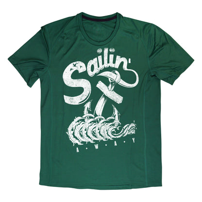 Sailin’ Away Nautical T-Shirt – Vintage Anchor & Waves Tee, 100% Cotton Ocean Lover Gift