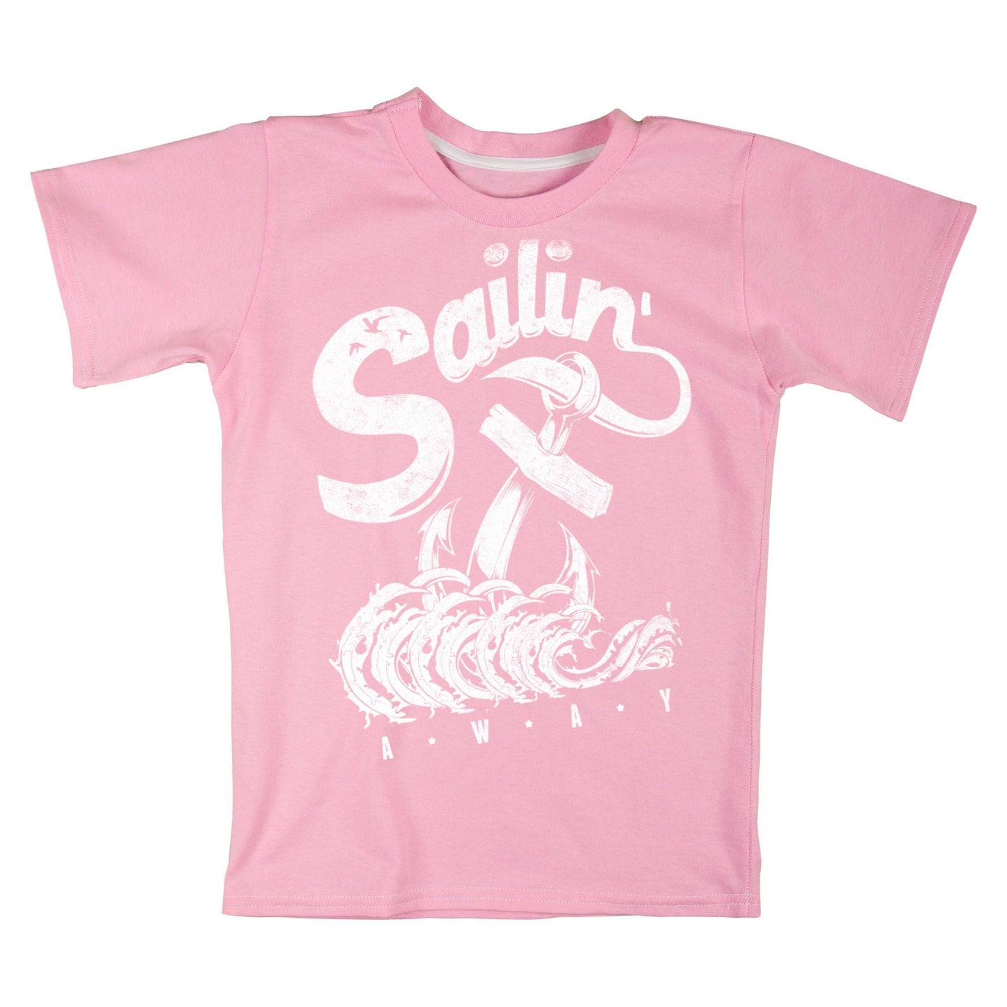 Sailin’ Away Nautical T-Shirt – Vintage Anchor & Waves Tee, 100% Cotton Ocean Lover Gift