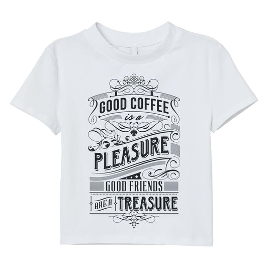 Good Coffee Quote T-Shirt – Friends Are a Treasure Tee, Vintage Typography Shirt, 100% Cotton Gift