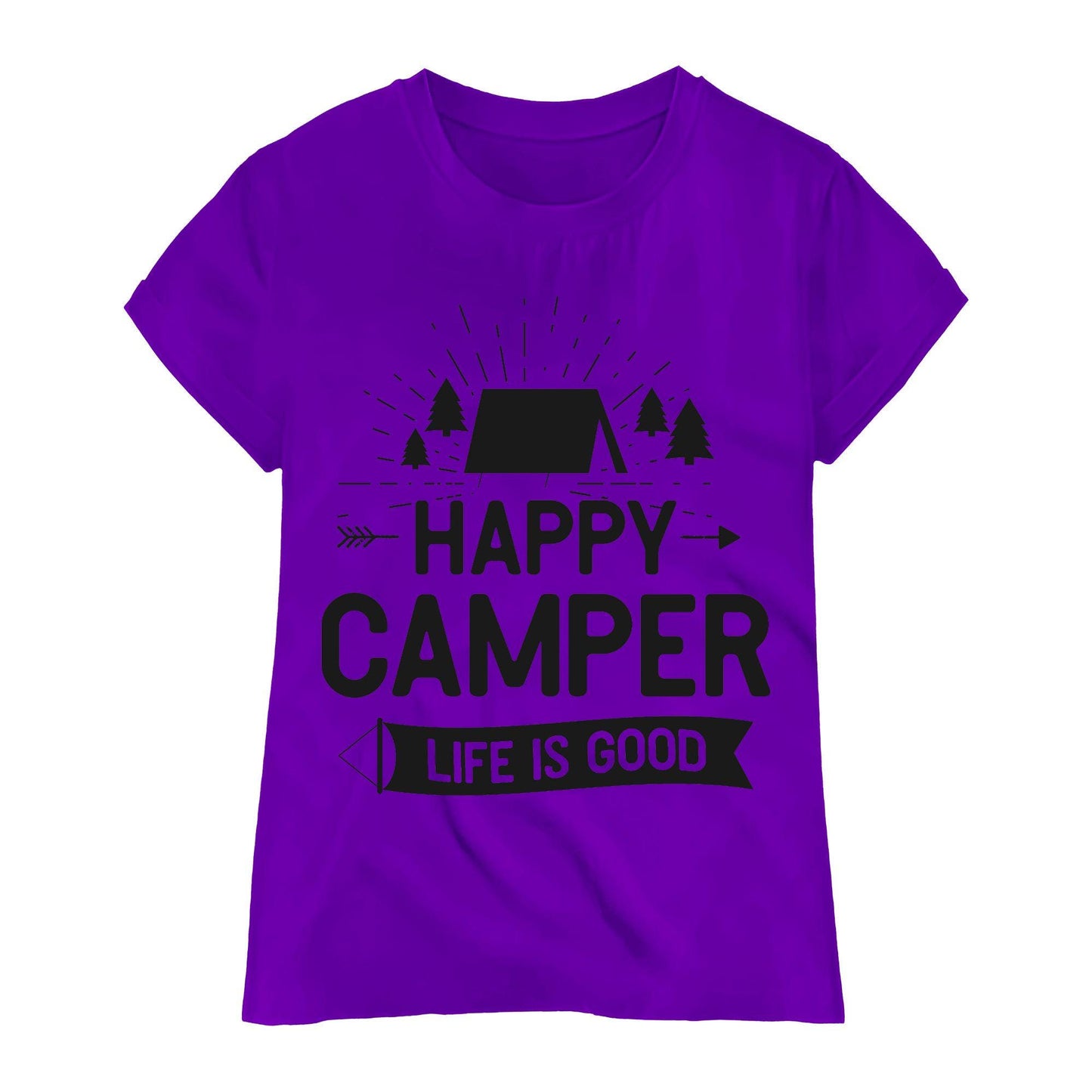 Happy Camper T-Shirt – Life is Good Camping Tee, Outdoor Adventure Shirt, Camper Gift