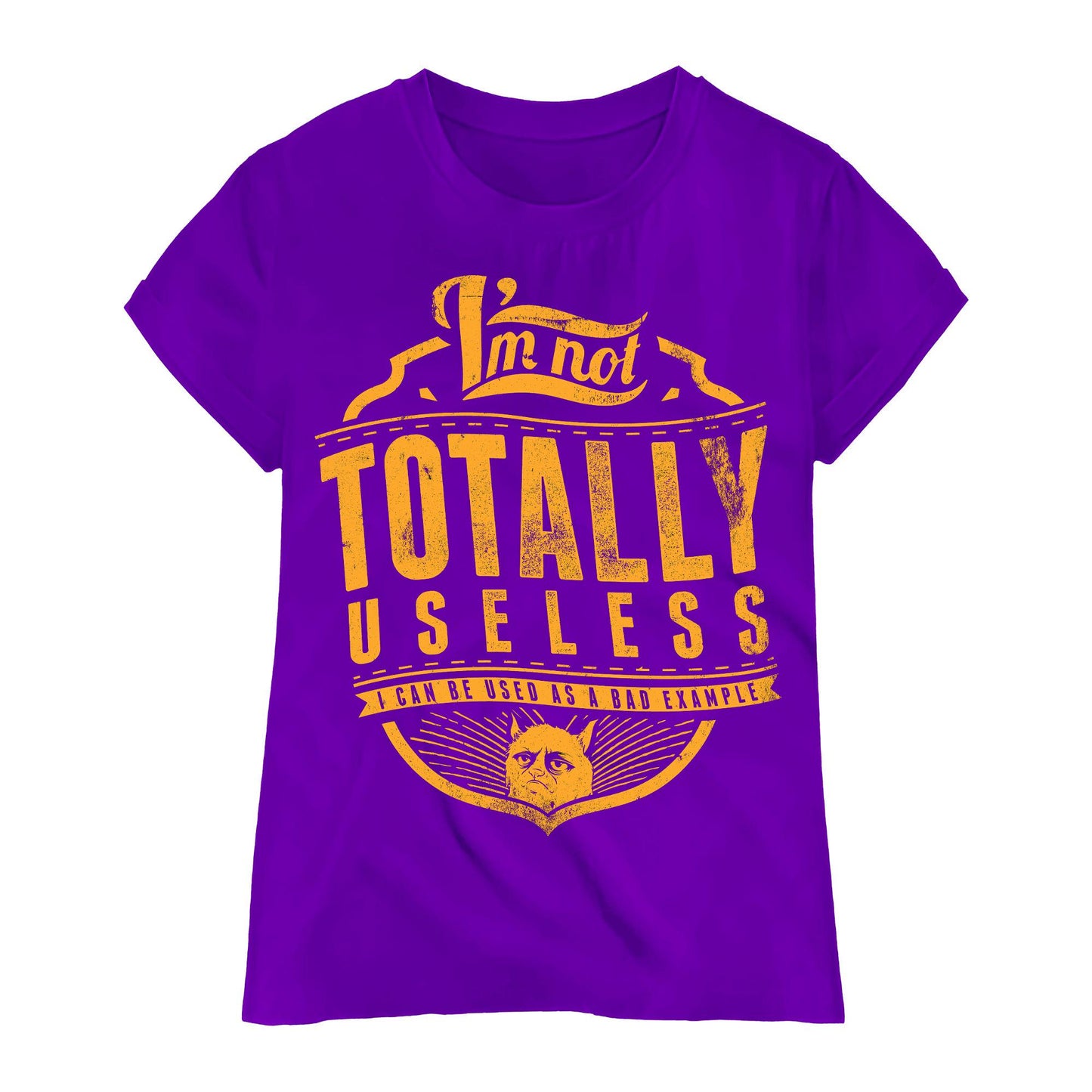 I’m Not Totally Useless Funny T-Shirt – Sarcastic Grumpy Cat Graphic Tee, Bold Red & Yellow Humor Shirt, DTF Print on 100% Cotton