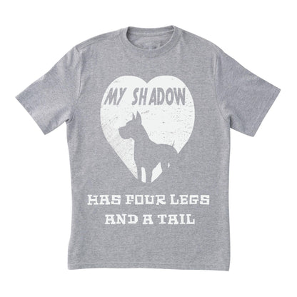 My Shadow Has Four Legs T-Shirt – Dog Lover Pet Owner Shirt, Heart Silhouette Graphic Tee, DTF Printed on 100% Cotton