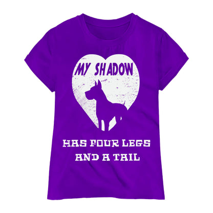 My Shadow Has Four Legs T-Shirt – Dog Lover Pet Owner Shirt, Heart Silhouette Graphic Tee, DTF Printed on 100% Cotton