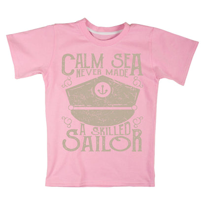 Calm Sea Never Made a Skilled Sailor T-Shirt – Nautical Quote Shirt, Captain Hat Graphic Tee, Sailing & Boating Gift