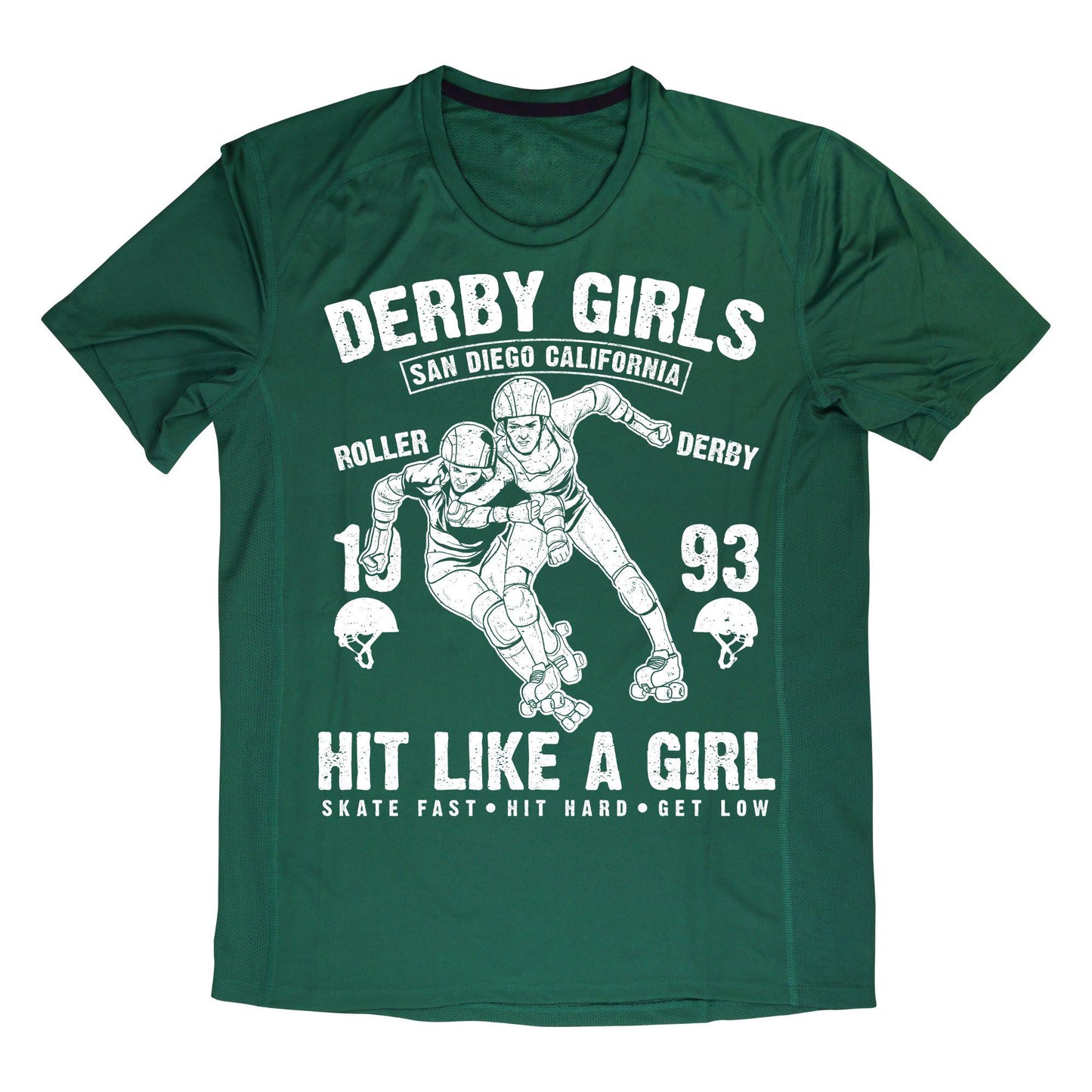 Derby Girls Graphic T-Shirt – San Diego California Roller Derby – Hit Like a Girl Skater Tee – Red & White Vintage Style