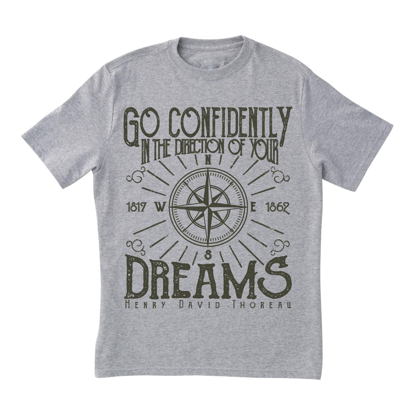 Go Confidently Compass Quote T-Shirt – Inspirational Henry David Thoreau Graphic Tee