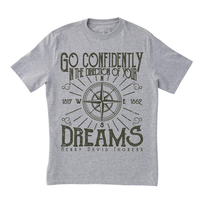Go Confidently Compass Quote T-Shirt – Inspirational Henry David Thoreau Graphic Tee