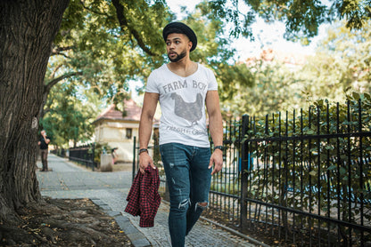 Farm Boy T-Shirt – Fresh & Organic Chicken Graphic Tee, Country Life Shirt, Rustic Farm Top for Men Women
