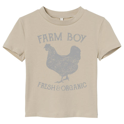 Farm Boy T-Shirt – Fresh & Organic Chicken Graphic Tee, Country Life Shirt, Rustic Farm Top for Men Women