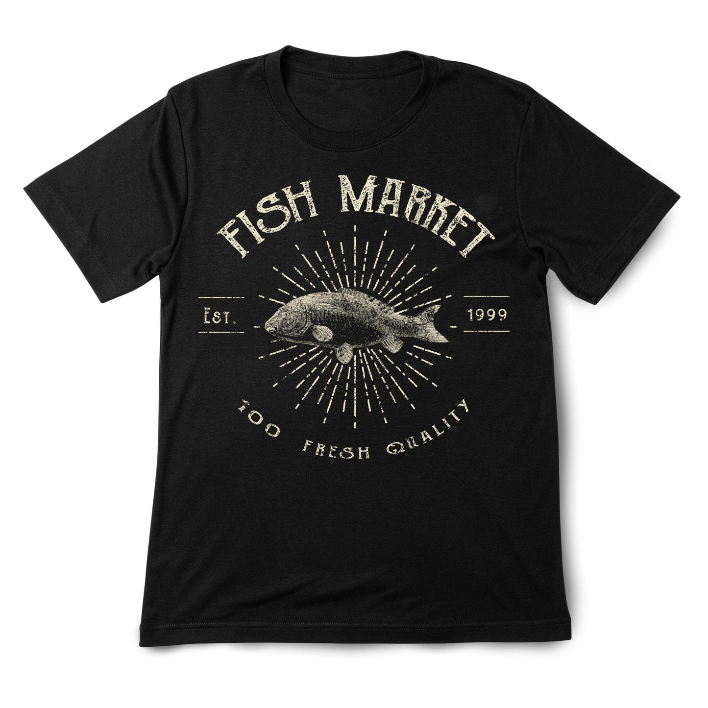Vintage Fish Market Graphic T-Shirt – Retro Streetwear Tee, Fresh Seafood Print, Casual Unisex Top