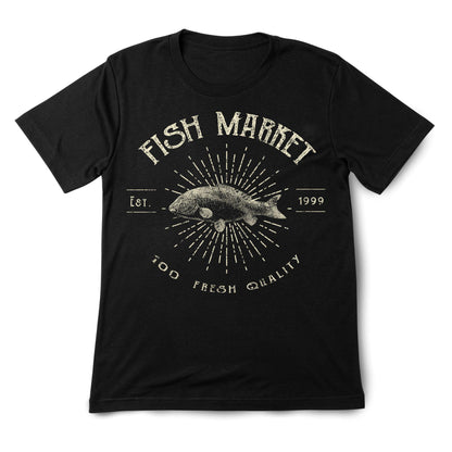 Vintage Fish Market Graphic T-Shirt – Retro Streetwear Tee, Fresh Seafood Print, Casual Unisex Top