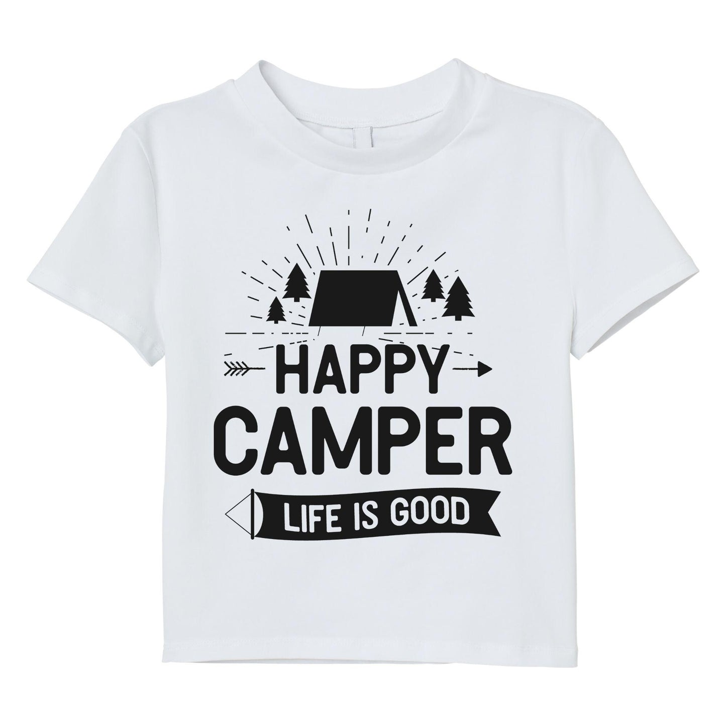 Happy Camper T-Shirt – Life is Good Camping Tee, Outdoor Adventure Shirt, Camper Gift