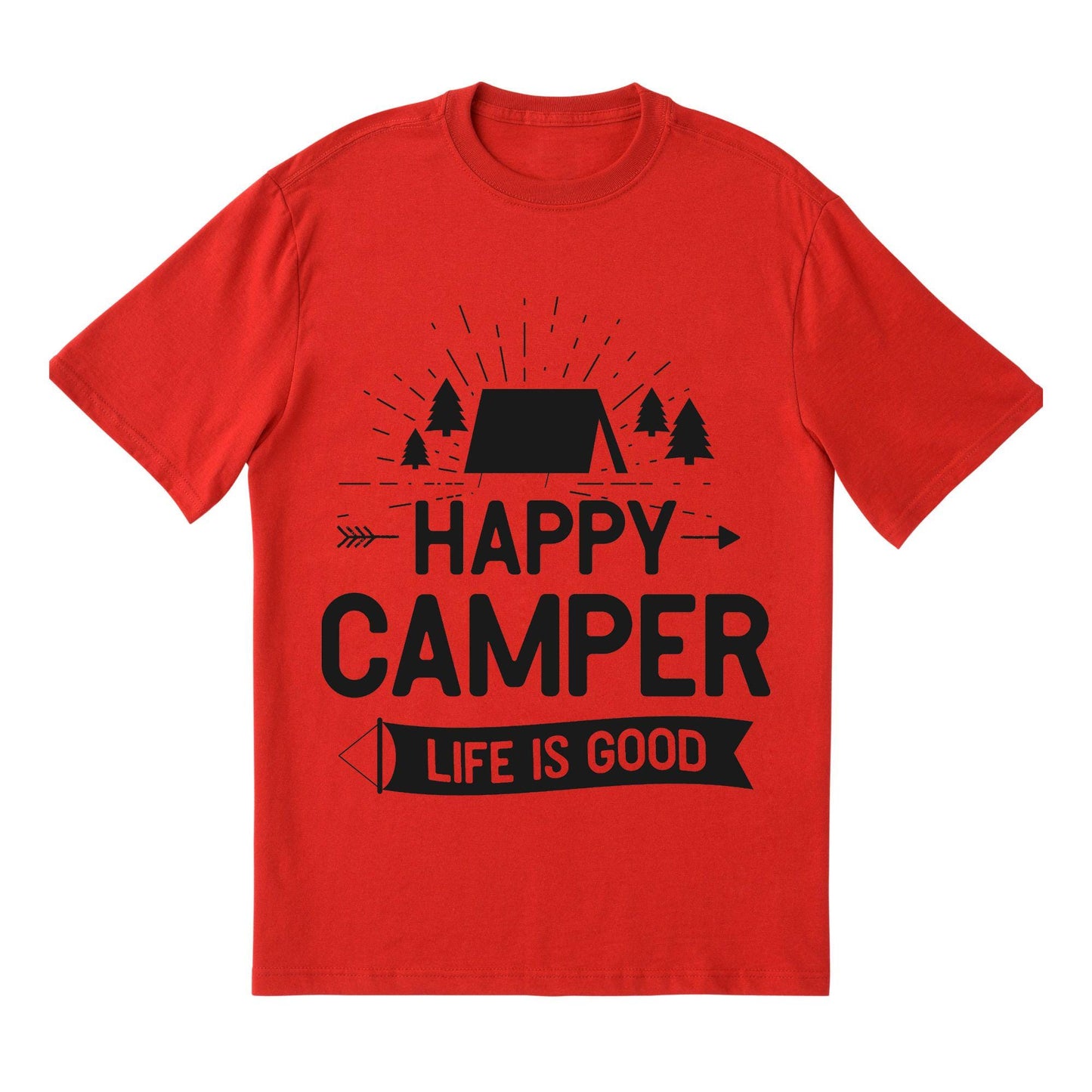 Happy Camper T-Shirt – Life is Good Camping Tee, Outdoor Adventure Shirt, Camper Gift