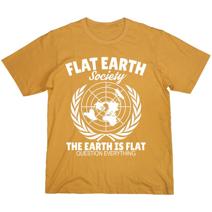 Flat Earth Society T-Shirt – Question Everything Graphic Tee, Funny Conspiracy Theory Shirt, Flat Earth Map Design