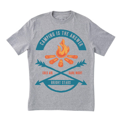 Camping Adventure T-Shirt – Outdoor Explorer Tee with Campfire and Nature Quote
