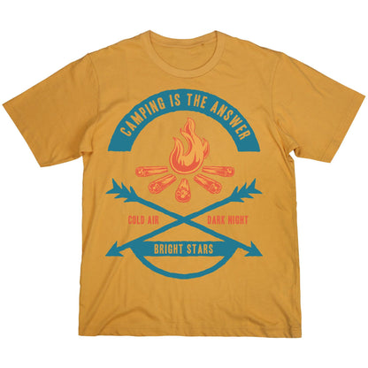 Camping Adventure T-Shirt – Outdoor Explorer Tee with Campfire and Nature Quote