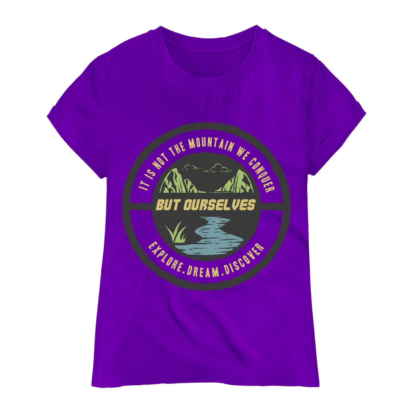 Motivational Mountain Adventure T-Shirt – Explore Dream Discover Graphic Tee