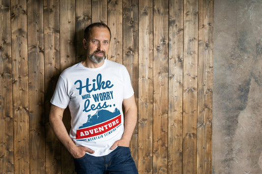Hike More Worry Less Adventure T-Shirt – Mountain Climbing Graphic Tee