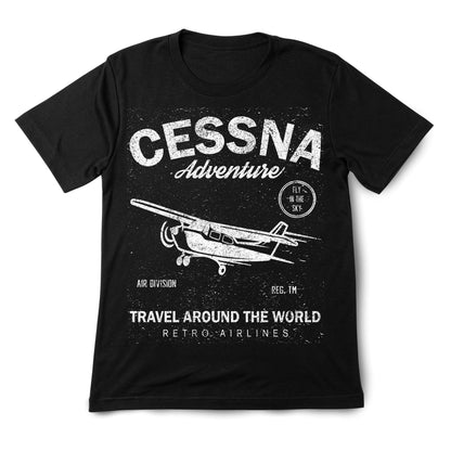 Cessna Adventure Shirt – Retro Pilot Airplane Tee, Gift for Aviators & Flight Enthusiasts, Travel Around the World Graphic Shirt