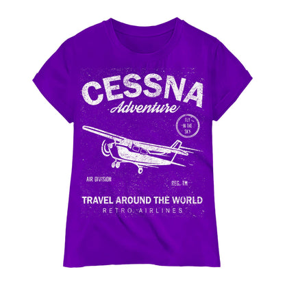 Cessna Adventure Shirt – Retro Pilot Airplane Tee, Gift for Aviators & Flight Enthusiasts, Travel Around the World Graphic Shirt