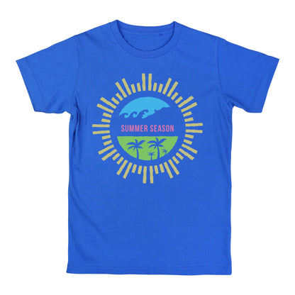 Summer Season Palm Beach T-Shirt – Tropical Paradise Tee with Waves and Sunshine Graphic