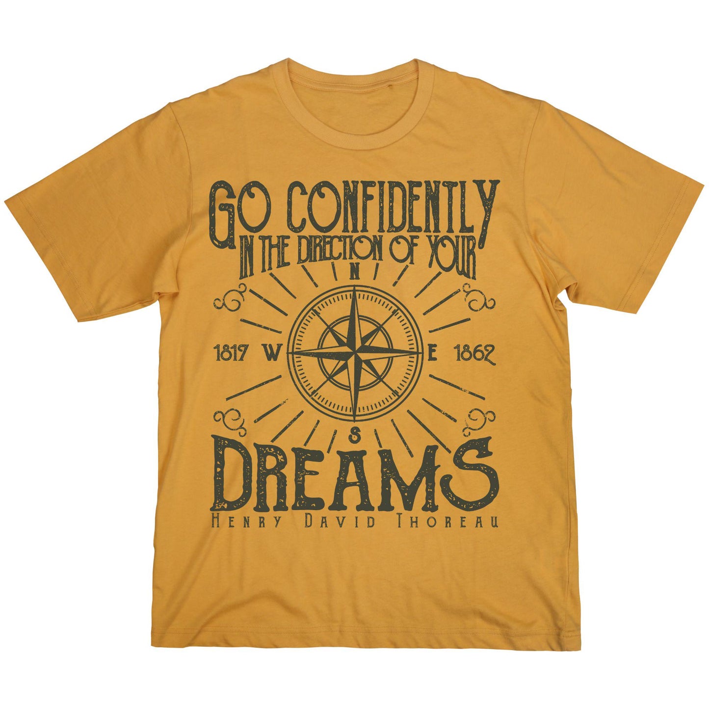 Go Confidently Compass Quote T-Shirt – Inspirational Henry David Thoreau Graphic Tee