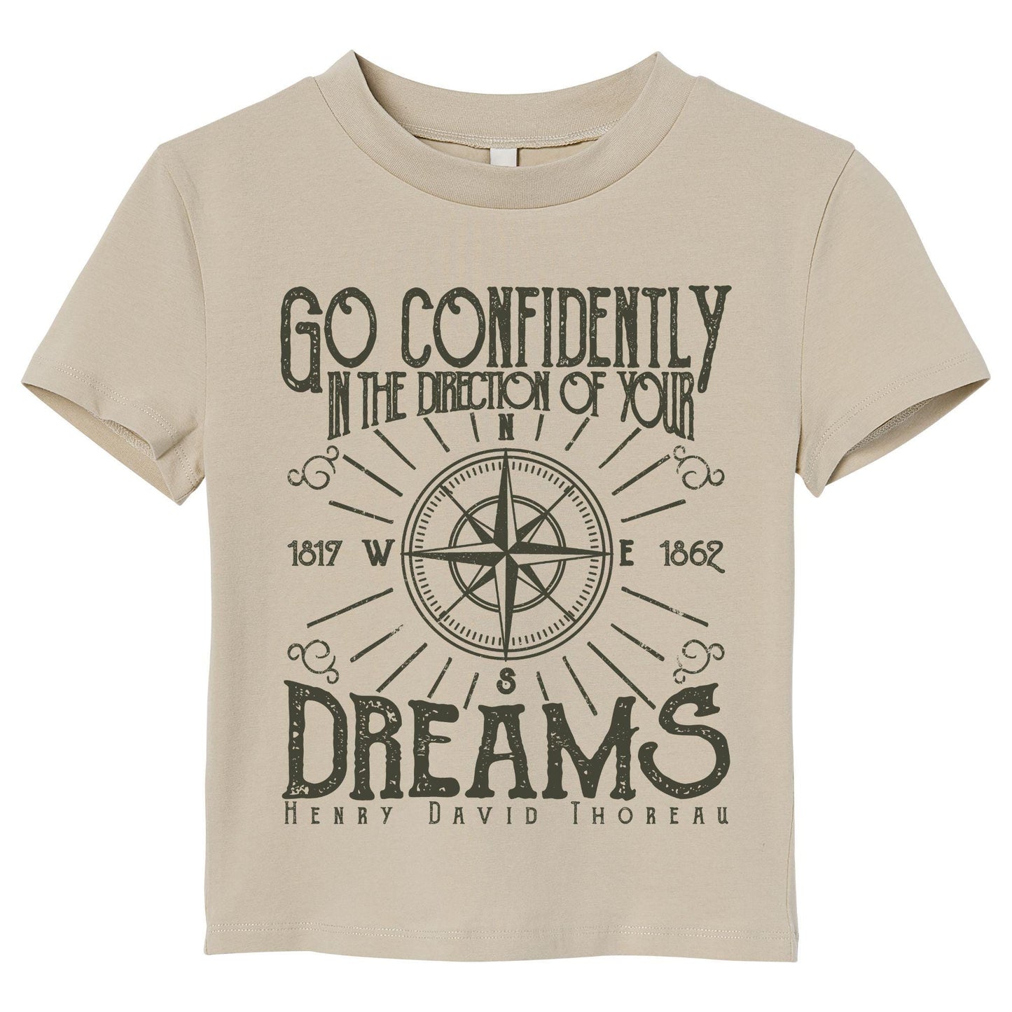 Go Confidently Compass Quote T-Shirt – Inspirational Henry David Thoreau Graphic Tee