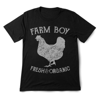 Farm Boy T-Shirt – Fresh & Organic Chicken Graphic Tee, Country Life Shirt, Rustic Farm Top for Men Women