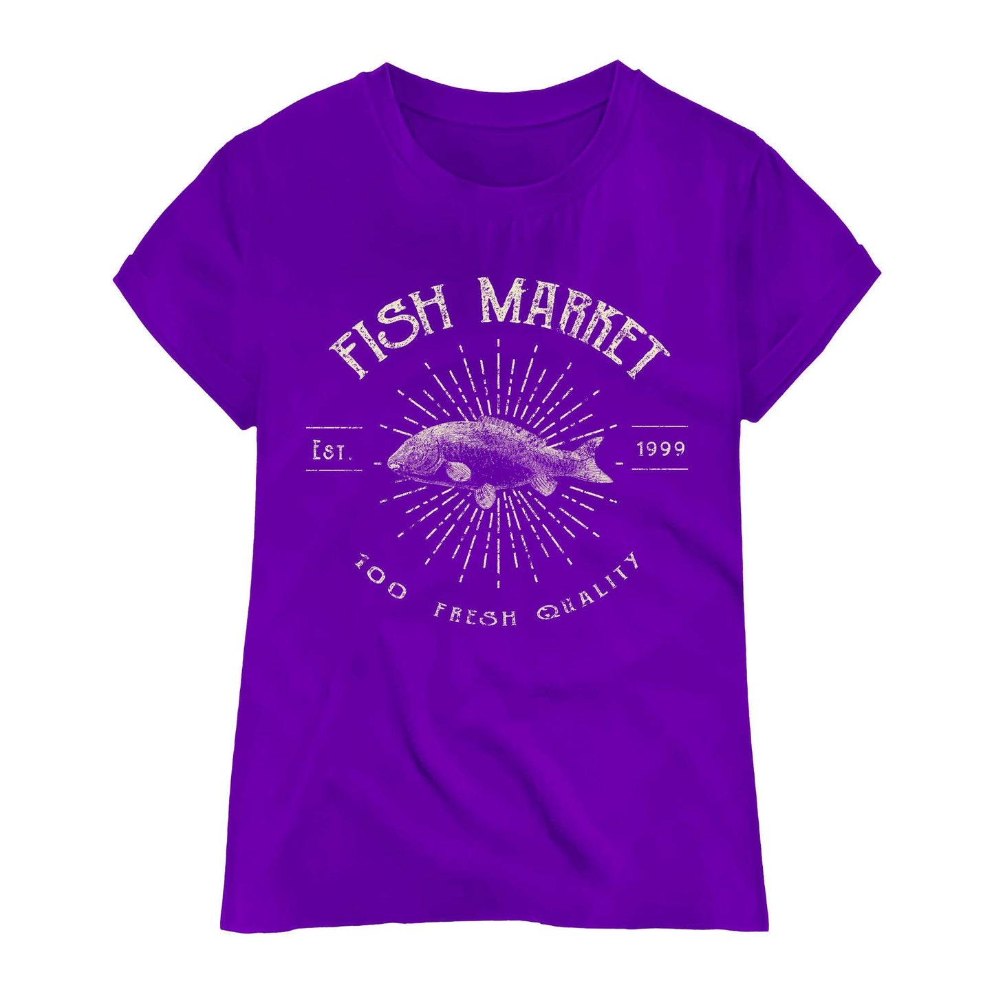 Vintage Fish Market Graphic T-Shirt – Retro Streetwear Tee, Fresh Seafood Print, Casual Unisex Top