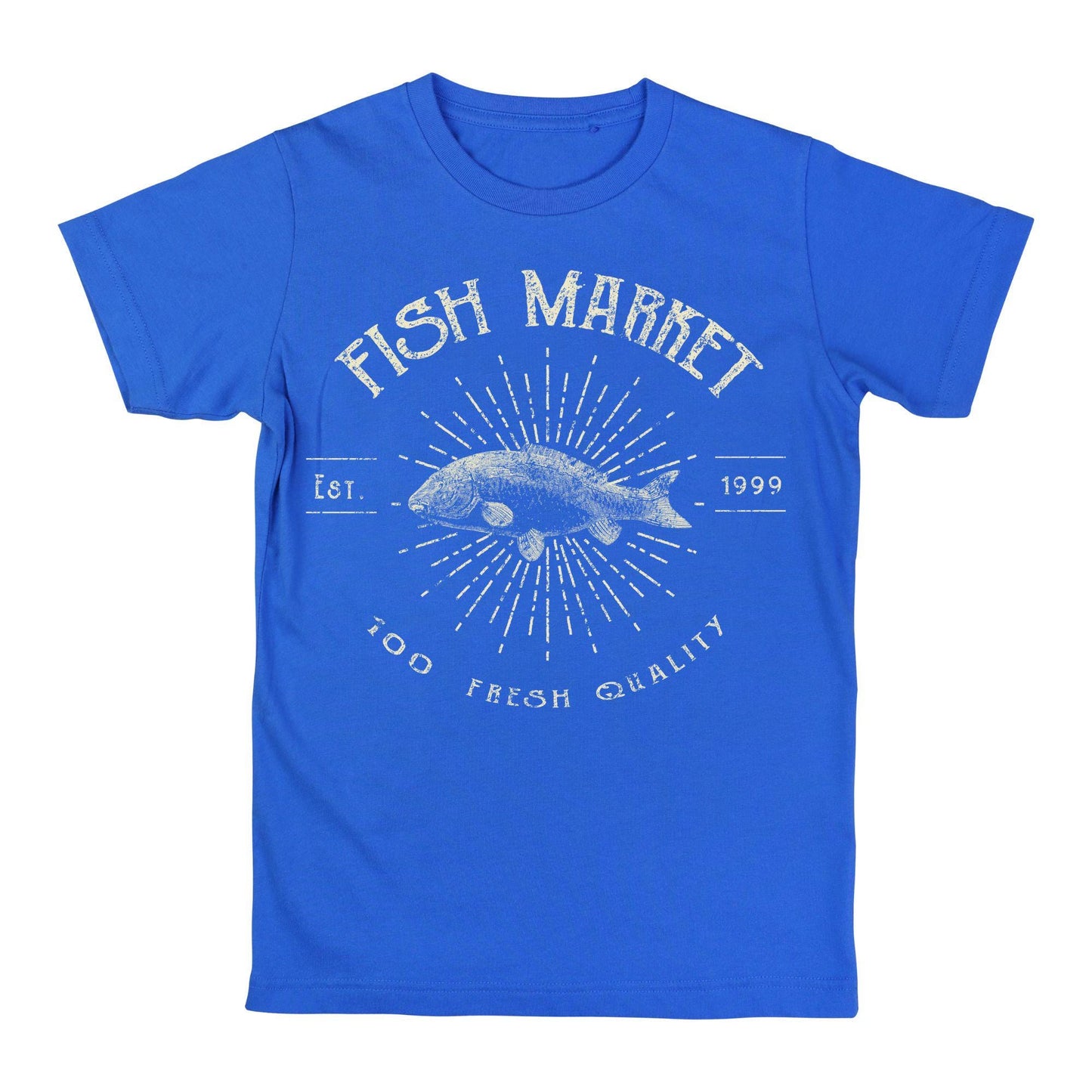 Vintage Fish Market Graphic T-Shirt – Retro Streetwear Tee, Fresh Seafood Print, Casual Unisex Top