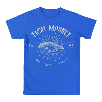 Vintage Fish Market Graphic T-Shirt – Retro Streetwear Tee, Fresh Seafood Print, Casual Unisex Top