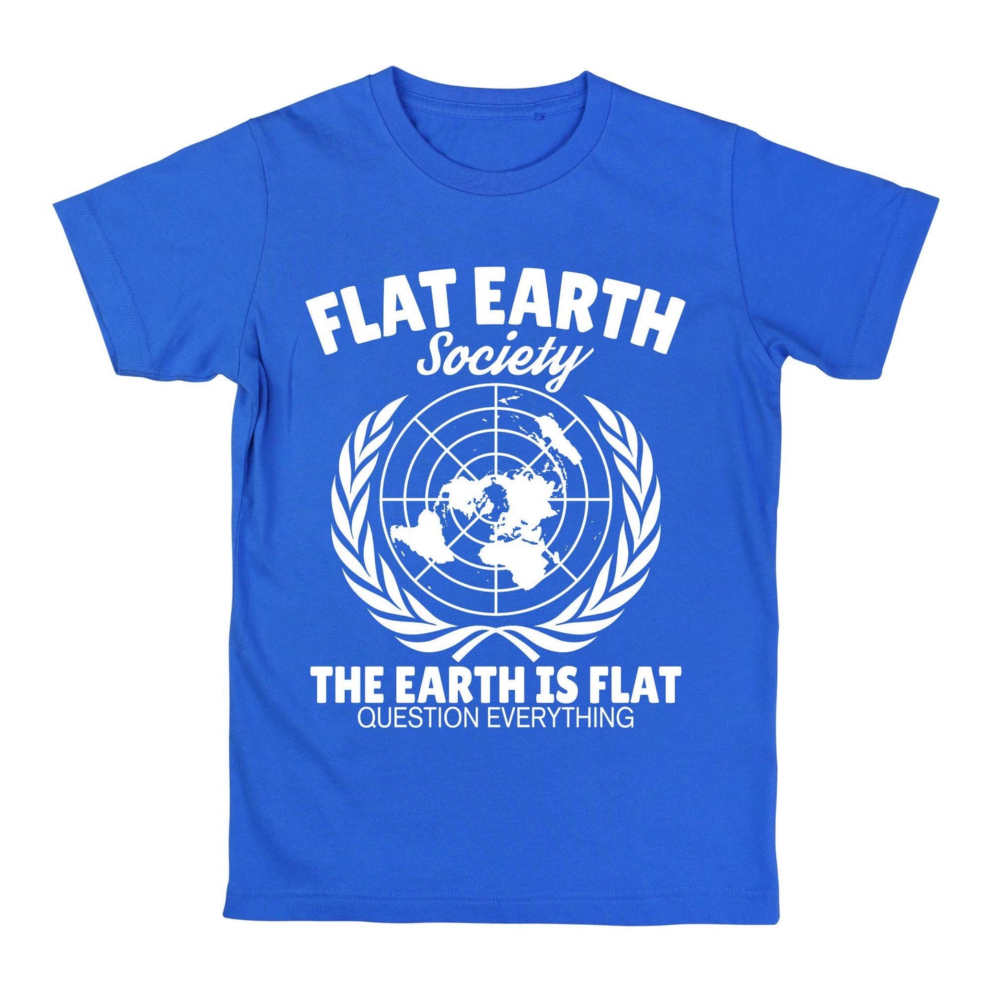 Flat Earth Society T-Shirt – Question Everything Graphic Tee, Funny Conspiracy Theory Shirt, Flat Earth Map Design