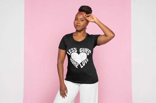 Less Guns More Love T-Shirt – Peaceful Statement Tee with Heart Graphic
