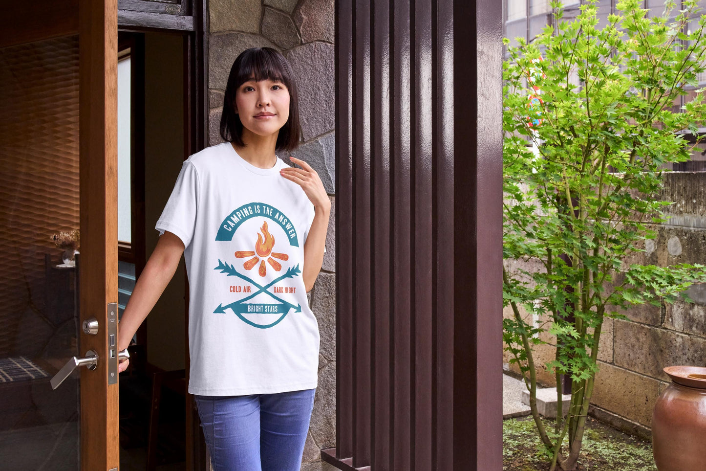 Camping Adventure T-Shirt – Outdoor Explorer Tee with Campfire and Nature Quote