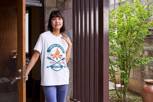 Camping Adventure T-Shirt – Outdoor Explorer Tee with Campfire and Nature Quote