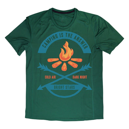 Camping Adventure T-Shirt – Outdoor Explorer Tee with Campfire and Nature Quote