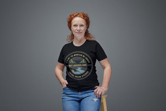 Motivational Mountain Adventure T-Shirt – Explore Dream Discover Graphic Tee