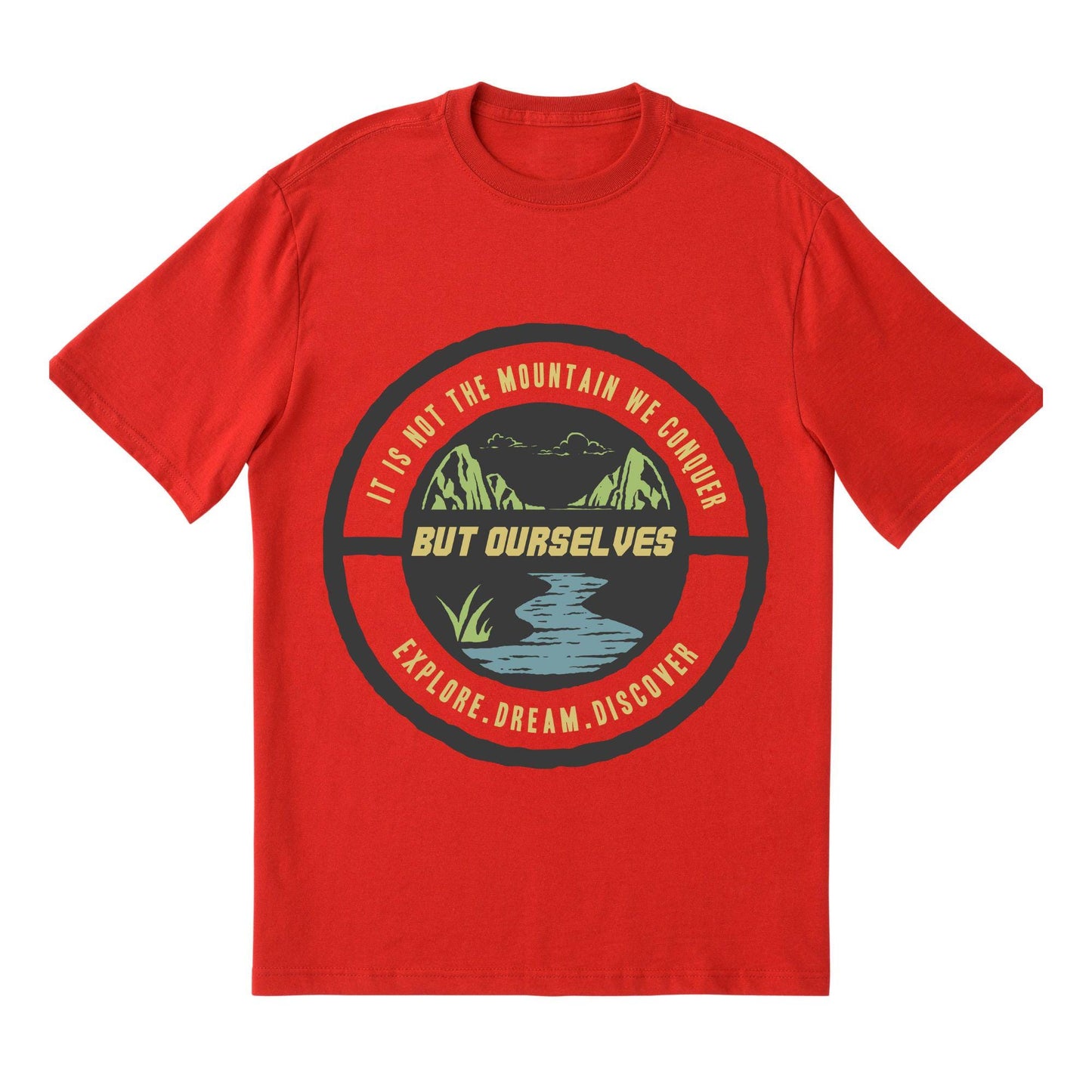 Motivational Mountain Adventure T-Shirt – Explore Dream Discover Graphic Tee