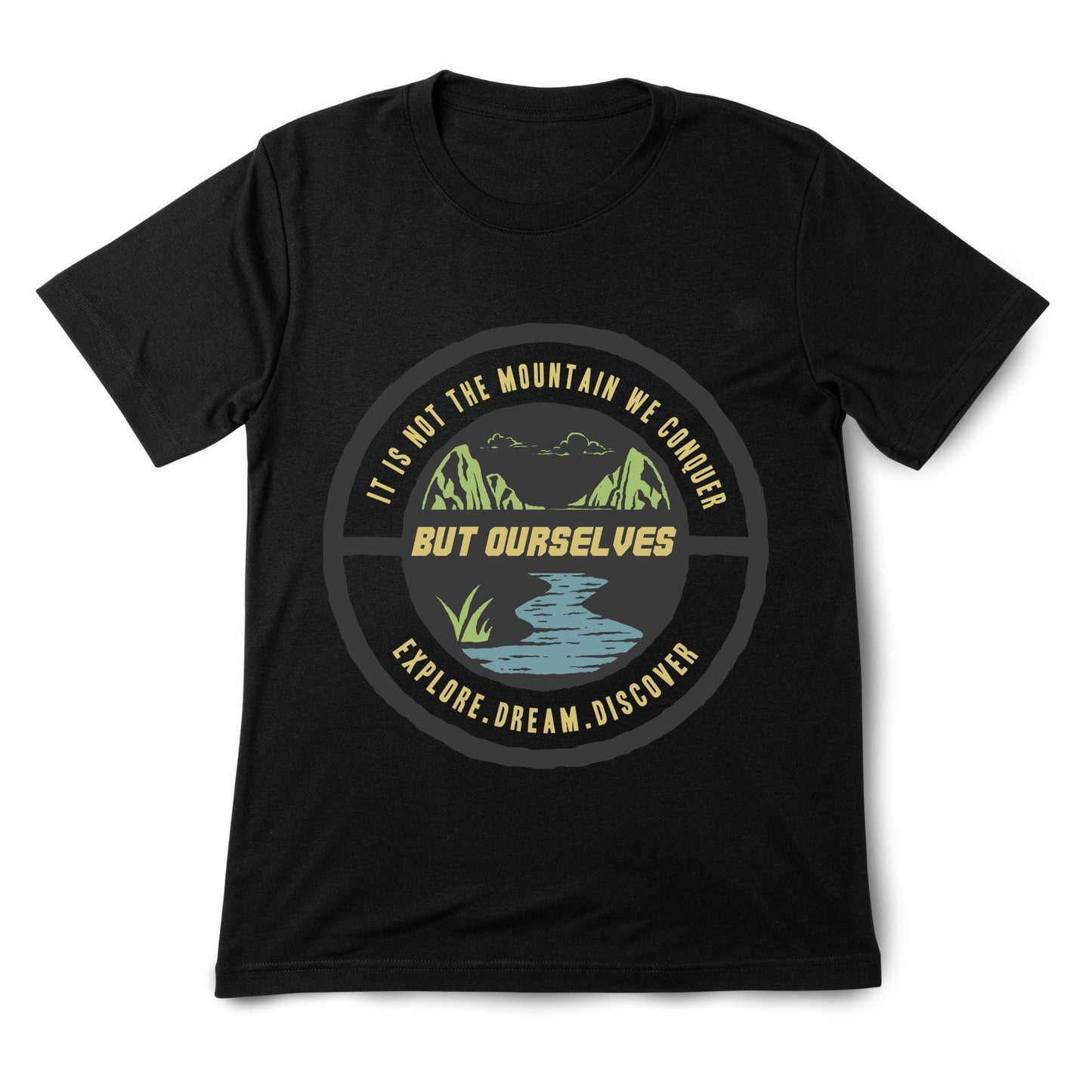 Motivational Mountain Adventure T-Shirt – Explore Dream Discover Graphic Tee