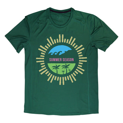 Summer Season Palm Beach T-Shirt – Tropical Paradise Tee with Waves and Sunshine Graphic